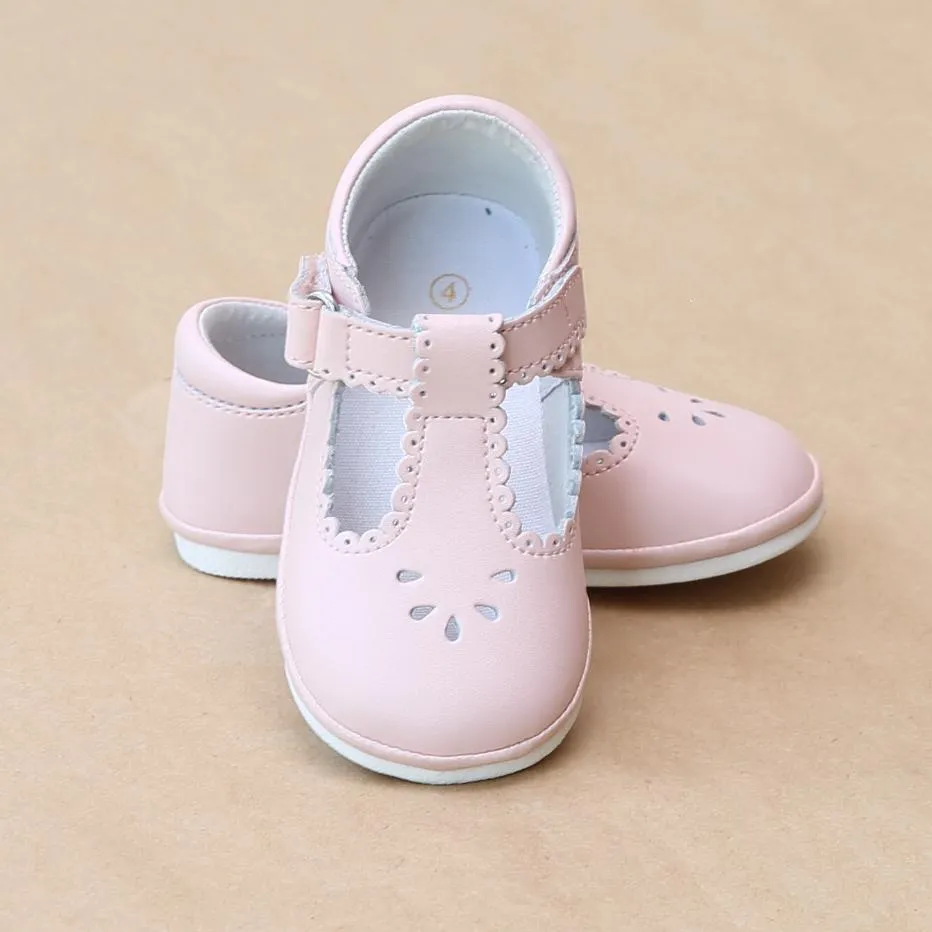 Angel Baby Girls T-Strap Scalloped Perforated Mary Jane