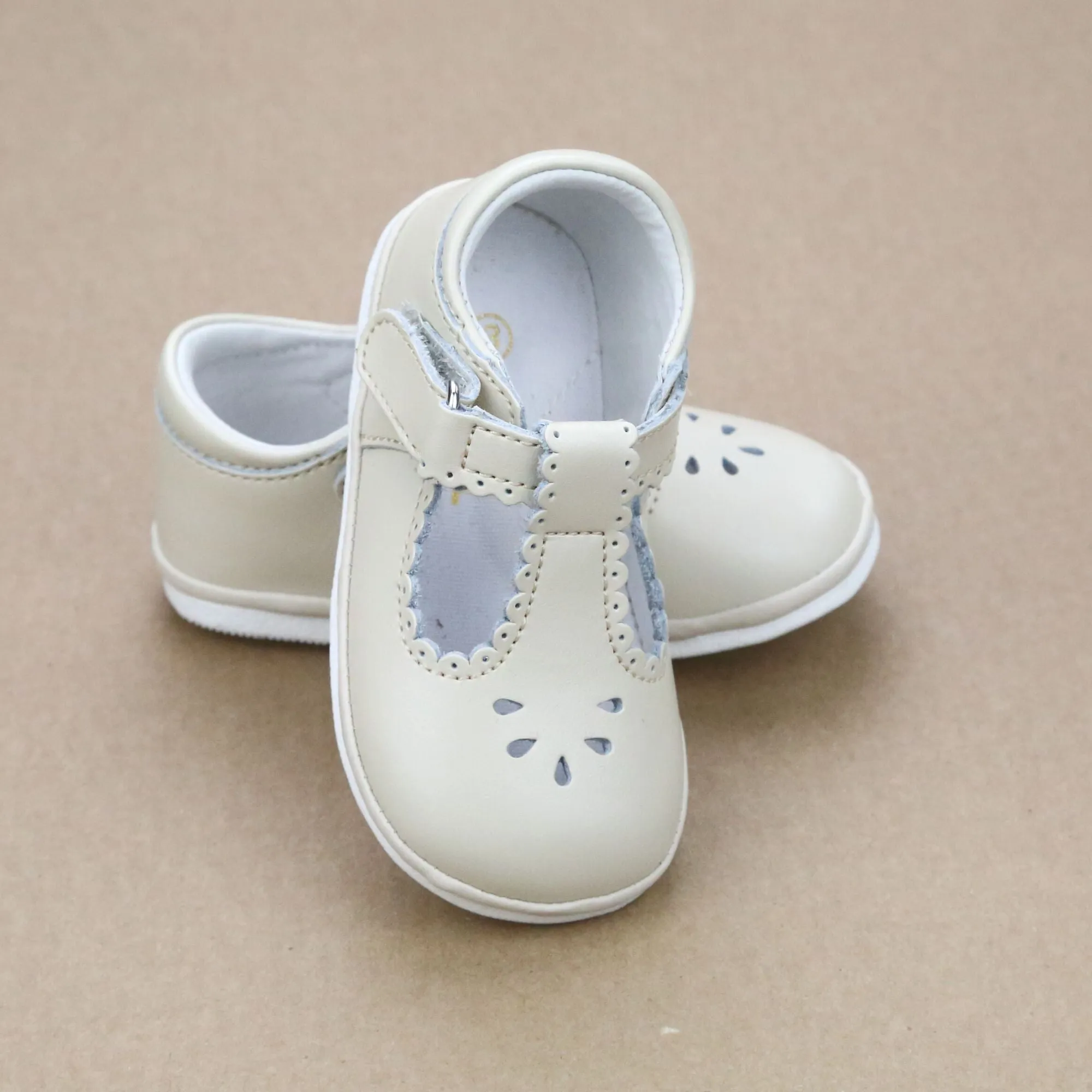 Angel Baby Girls T-Strap Scalloped Perforated Mary Jane