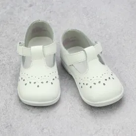 Angel Baby Girls White Leather T-Strap Mary Janes