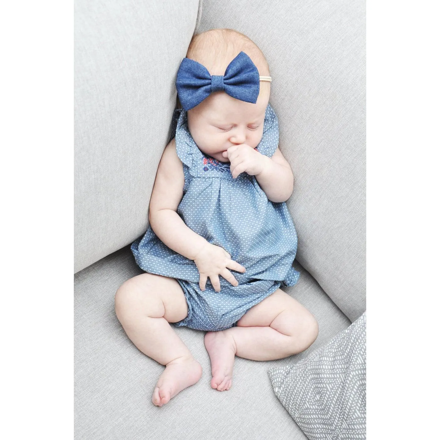 Baby Wisp Headband - Big Blue Denim Bow - 3M 