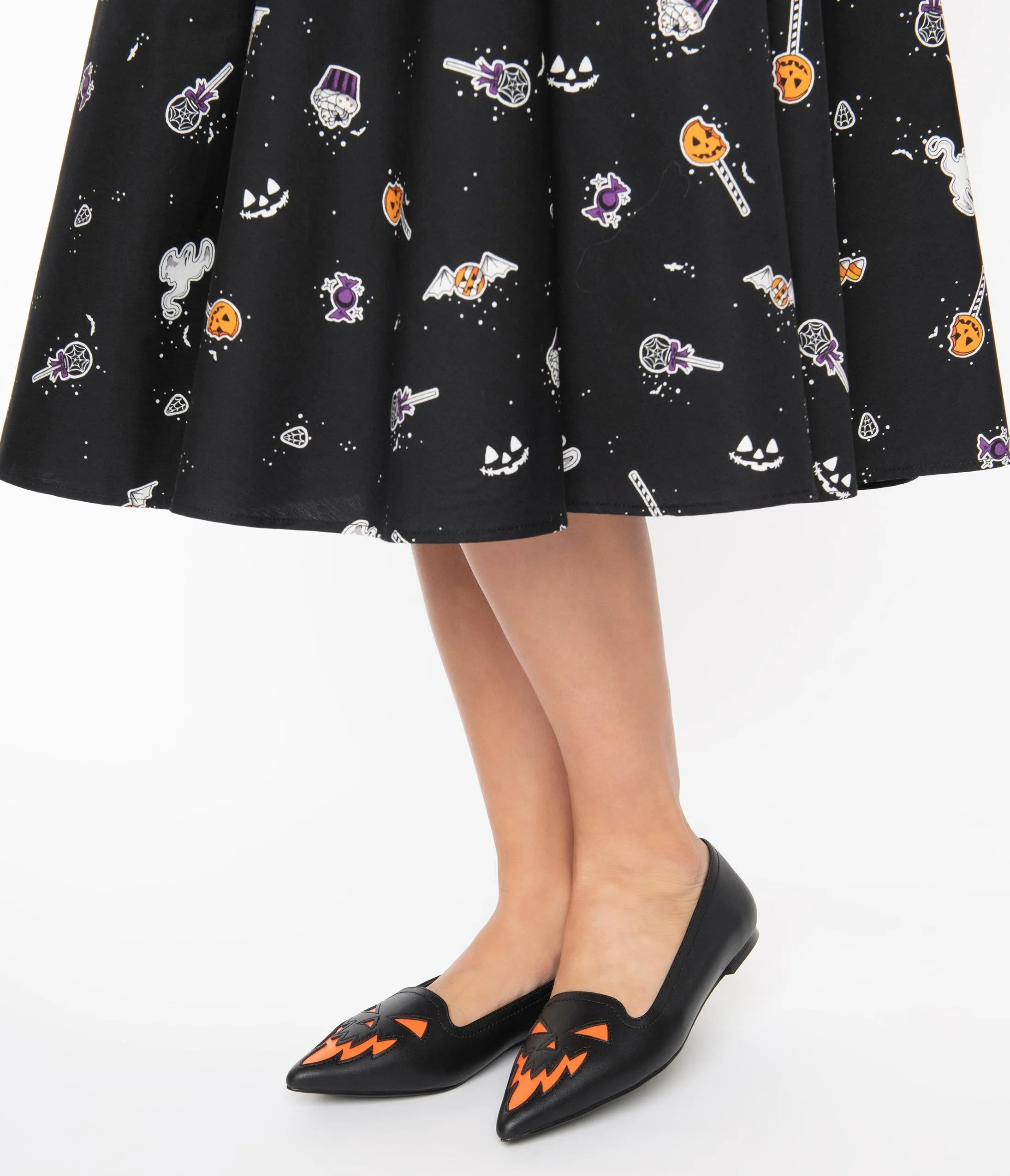 Black Leatherette Pumpkin Pointed Flats