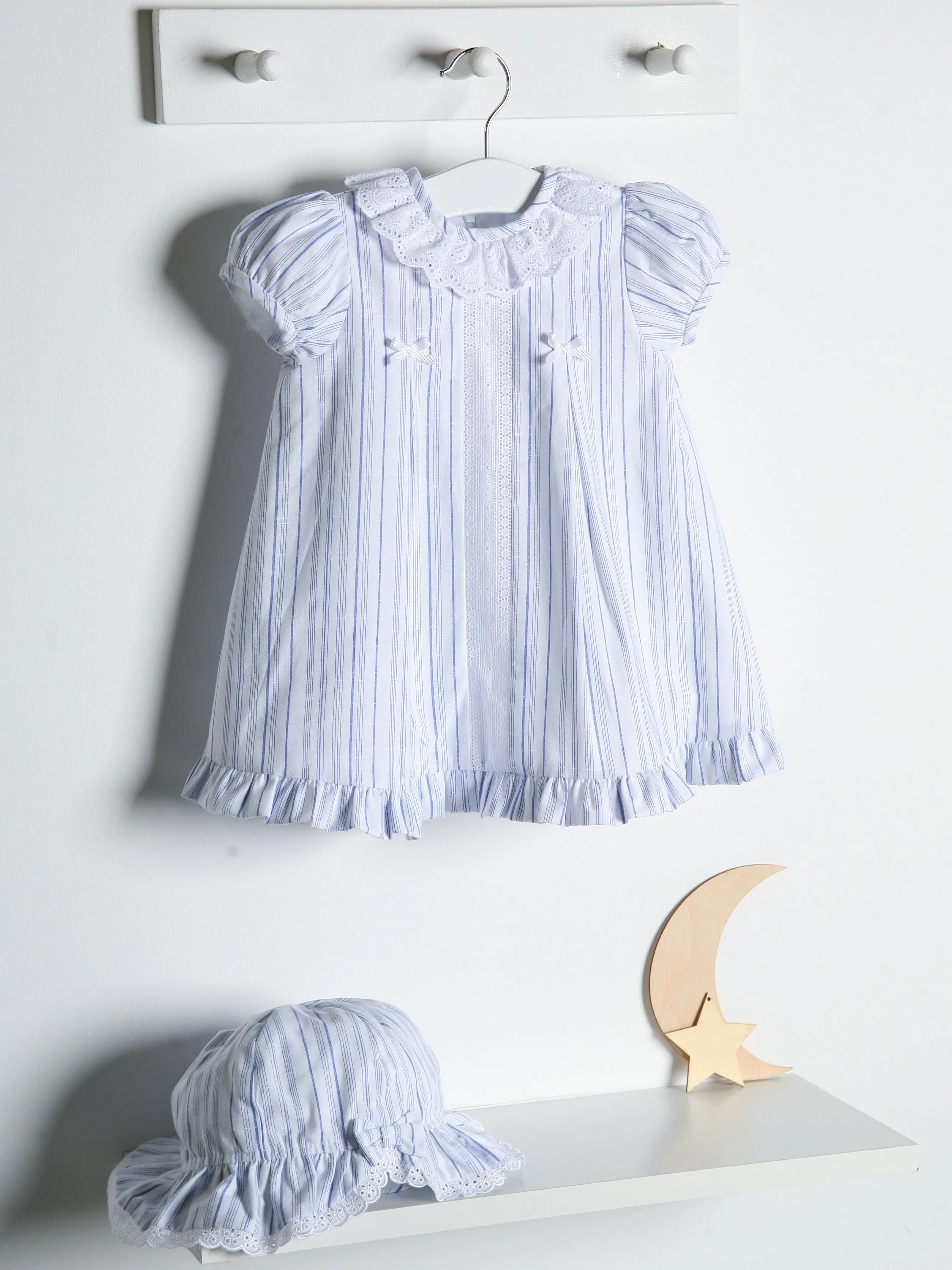 Exclusive to R&A by Sarah Louise Blue Stripe Dress with Sunhat