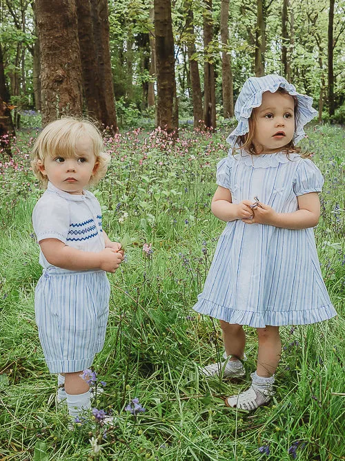 Exclusive to R&A by Sarah Louise Blue Stripe Dress with Sunhat