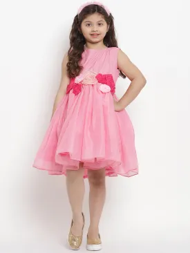 Girls Pink Layered Flared Dress