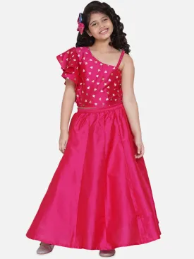 Girls Pink Ready to Wear Lehenga Choli