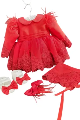 Hazel Red Baby Dress Set