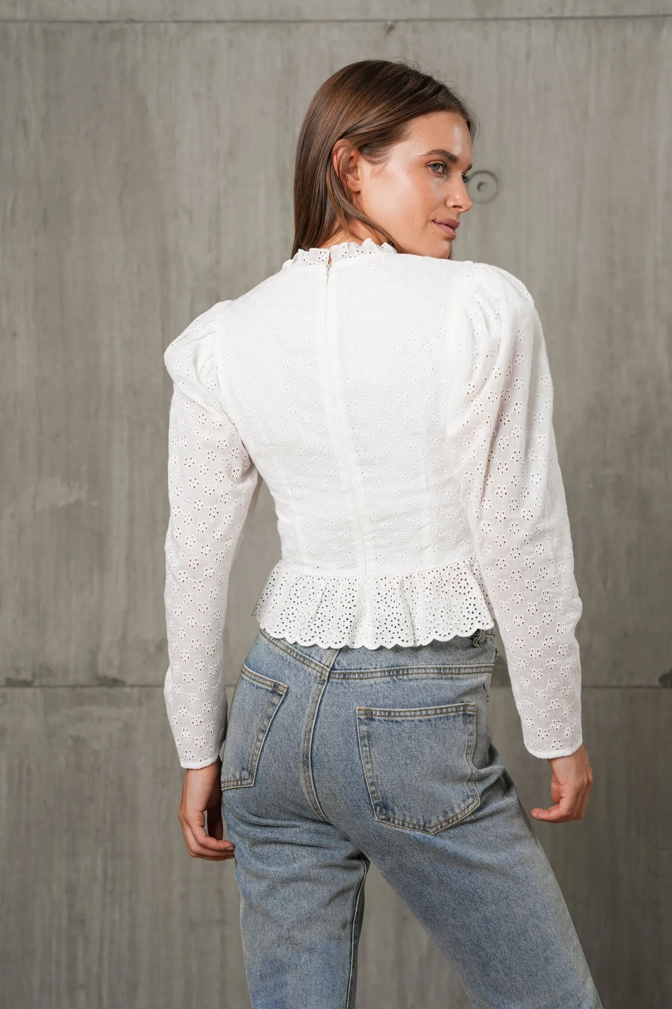 KARLIE LACE BLOUSE - Milk