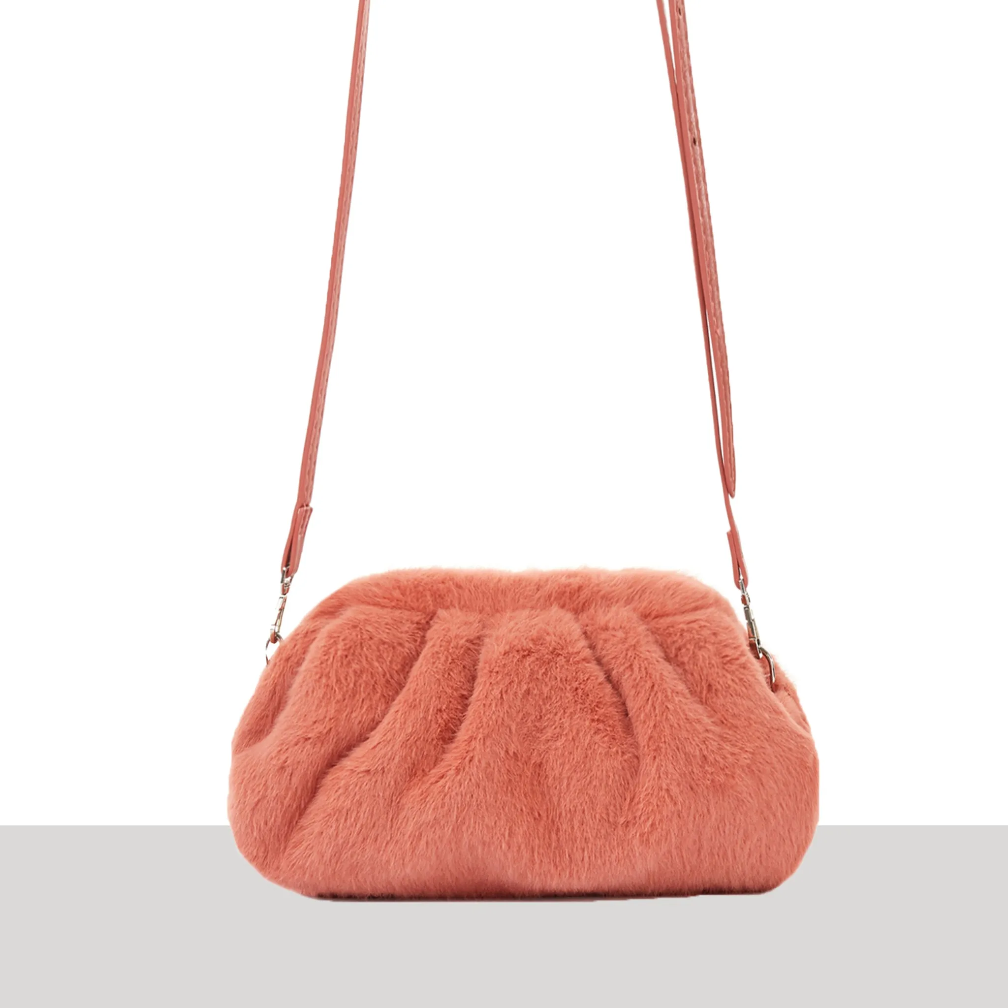 'Kyoto' Peach Faux Fur Mini Bag