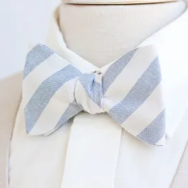 Men's Freestyle Self-Tie Bow Tie / Wide Chambray Linen Stripe