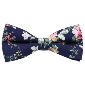 Millie Navy Blue Floral Pre Tied Bow Tie