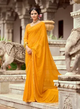 Mitasha Yellow Zari Georgette Saree for Women