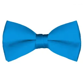 New Solid Satin Pretied Bow Ties - Peacock Blue