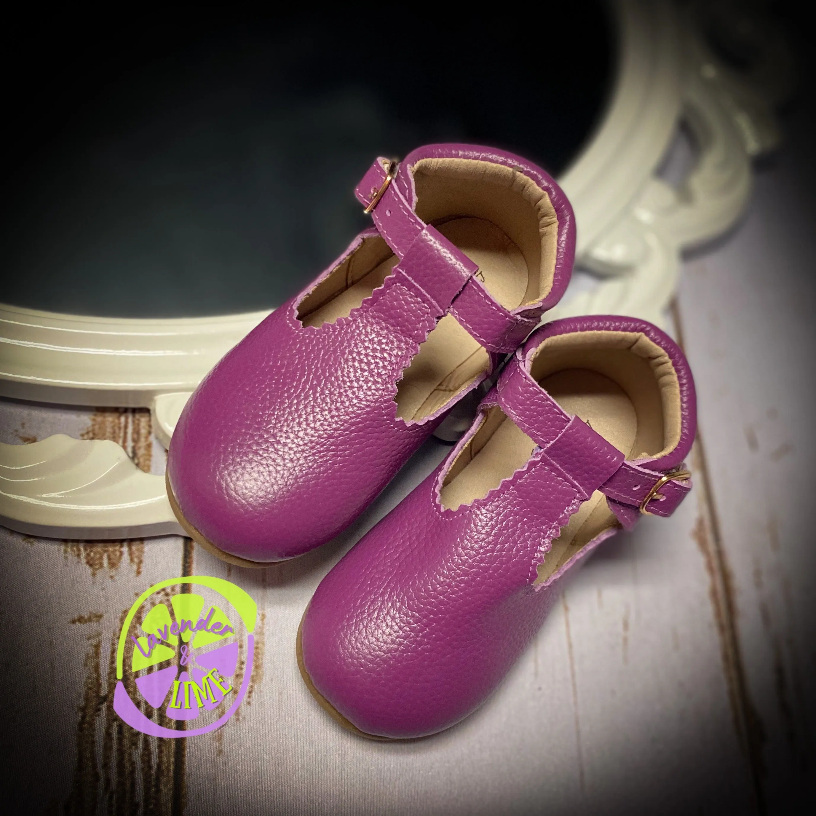 Purple/Plum Leather T-strap Shoe