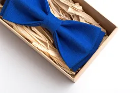 Royal Blue Eco-Friendly Natural Linen Men's Bowtie - Stylish and Sustainable