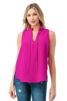 Ruffled Neck Sleeveless Blouse