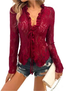 TEEK - Slim Long Sleeve Lace Top