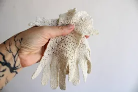 Vintage 1930s 1940s Ivory Crochet Gloves