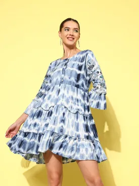 Women Blue Viscose Rayon Dress